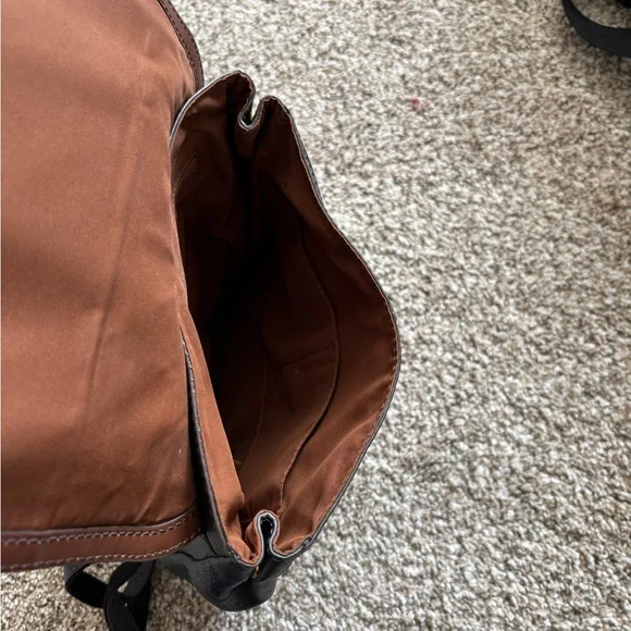 Fossil Black and Brown Leather Backpack - Picture 7 of 9